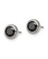 Stainless Steel Polished Bezel Black CZ Stud Earrings