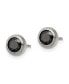 ფოტო #2 პროდუქტის Stainless Steel Polished Bezel Black CZ Stud Earrings