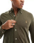 Polo Ralph Lauren icon logo pique shirt in olive green marl Olivgrün meliert, M - Chest 38-40 - фото #2