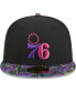 ფოტო #4 პროდუქტის Men's Black Philadelphia 76ers Dark Fantasy Neon Lotus Flower 59FIFTY Fitted Hat