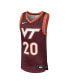 ფოტო #3 პროდუქტის Big Boys #20 Maroon Virginia Tech Hokies Team Replica Basketball Jersey