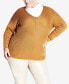 Фото #1 товара Plus Size Primrose V-neck Sweater