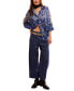 Women's Rose Bud Button-Front Blouse Blue Combo, S - фото #5