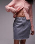 Topshop denim mini pelmet skirt in dove grey grau, 46 - фото #5