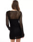 Pull&Bear knitted crochet mini dress in black Черный, S - EU 36 - фото #4