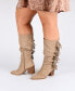 Фото #6 товара Women's Hartly Extra Wide Calf Western Fringe Boots