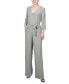 ფოტო #1 პროდუქტის Petite 3/4 Sleeve Printed Belted Jumpsuit