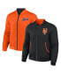 Фото #1 товара Men's Darius Rucker Collection by Black, Orange New York Mets Reversible Full-Zip Bomber Jacket