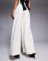 Фото #2 товара ASOS LUXE satin contrast co-ord wide leg trouser in cream