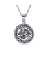 ფოტო #1 პროდუქტის Pisces Zodiac Sign Astrology Horoscope Round Medallion Pendant For Men Women Necklace Antiqued Sterling Silver