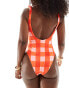 ASOS DESIGN Picnic square neck swimsuit in gingham