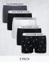 Фото #1 товара Polo Ralph Lauren 5 pack in black grey white with all over pony logo