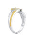 ფოტო #2 პროდუქტის Romantic Delicate Two Tone CZ Accent Cubic Zirconia Twisting Intertwined Bands Promise Heart Ring For Women Gold Plated .925 Sterling Silver