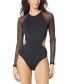 ფოტო #1 პროდუქტის Women's Mesh-Sleeve Cut-Out One-Piece Swimsuit