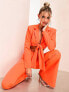 Фото #4 товара ASOS LUXE tie front crop suit jacket in orange