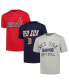 ფოტო #1 პროდუქტის Big Boys Heather Gray, Navy, Red Distressed Boston Red Sox Three-Pack T-shirt Set