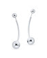 ფოტო #2 პროდუქტის Modern Geometric Linear Long Bar Drop Ear .925 Sterling Silver Double Bead Ball Dangle Earrings For Women Teen 6,10 MM Bead