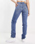 Weekday Smooth high waist slim straight leg jeans in winter blue