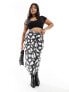 Yours bias cut midi skirt in abstract print