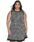 Фото #4 товара Plus Size Contrast-Trim Printed Sleeveless Dress