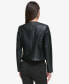Petite Embossed Faux-Leather Collarless Jacket