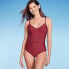 Фото #1 товара Women's Underwire Belted One Piece Swimsuit - Shade & Shore Red S