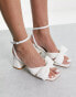 Фото #2 товара Glamorous mid heel sandals with bow in white