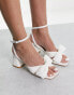 Фото #1 товара Glamorous mid heel sandals with bow in white