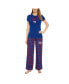 ფოტო #1 პროდუქტის Women's Royal, Red New York Giants Arctic T-shirt and Flannel Pants Sleep Set