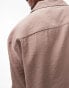 Topman short sleeve relaxed satin shirt in camel Серый, S - Chest 38 - фото #4