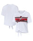 ფოტო #4 პროდუქტის Women's White Georgia Bulldogs Striped Front Knot Cropped T-shirt