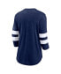 ფოტო #4 პროდუქტის Women's Heathered Navy Chicago Bears Primary Logo 3/4 Sleeve Scoop Neck T-shirt