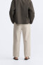 Belted cotton-linen trousers