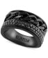 ფოტო #1 პროდუქტის EFFY® Men's Black Spinel Pavé Chain Link Ring (1 ct. t.w.) in Black PVD-Plated Sterling Silver