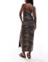 ASOS DESIGN co-ord asymmetric mesh maxi skirt in animal print Tieraufdruck, XS - EU 32-34 - фото #4