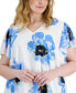 ფოტო #3 პროდუქტის Plus Size Floral V-Neck Flutter-Sleeve Top