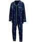 ფოტო #3 პროდუქტის Women's Deep Sea Blue Seattle Kraken Long Sleeve Button-Up Shirt and Pants Sleep Set