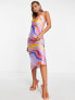 Фото #1 товара ASOS DESIGN scoop neck midi slip dress in purple marble print