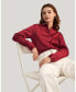 ფოტო #3 პროდუქტის Women's Long Sleeves Collared Silk Blouse