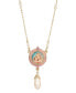 ფოტო #1 პროდუქტის 14K Gold-Dipped Pink Simulated Pearl Drop Pendant Mary and Child Necklace
