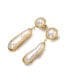 Фото #2 товара Sterling Silver with 14K Gold Plated and 2 Genuine Freshwater Pearl Dangling Earrings