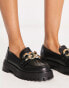 Фото #4 товара Stradivarius chunky flat loafers with chain detail in black