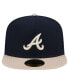 ფოტო #4 პროდუქტის Men's Navy Atlanta Braves Canvas A-Frame 59FIFTY Fitted Hat