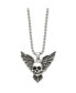 Antiqued Skull with Wings Pendant Ball Chain Necklace