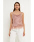 Фото #4 товара Women's Satin Cowl Neck Top with Feather