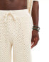 Sixth June co-ord crochet shorts in beige