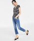 Petite Animal-Print Lace-Up-Neck Top, Created for Macy's