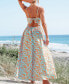 Women's Orange Floral Sweetheart Twist & Keyhole Maxi Beach Dress