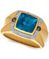 ფოტო #1 პროდუქტის Gents™ Men's London Blue Topaz (4-1/8 ct. t.w.) & Diamond (1/5 ct. t.w.) Ring in 14k Gold