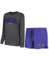 ფოტო #1 პროდუქტის Women's Purple, Black Baltimore Ravens Raglan Long Sleeve T-shirt and Shorts Lounge Set